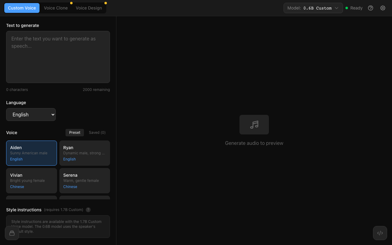 PrivateVoice custom voice mode